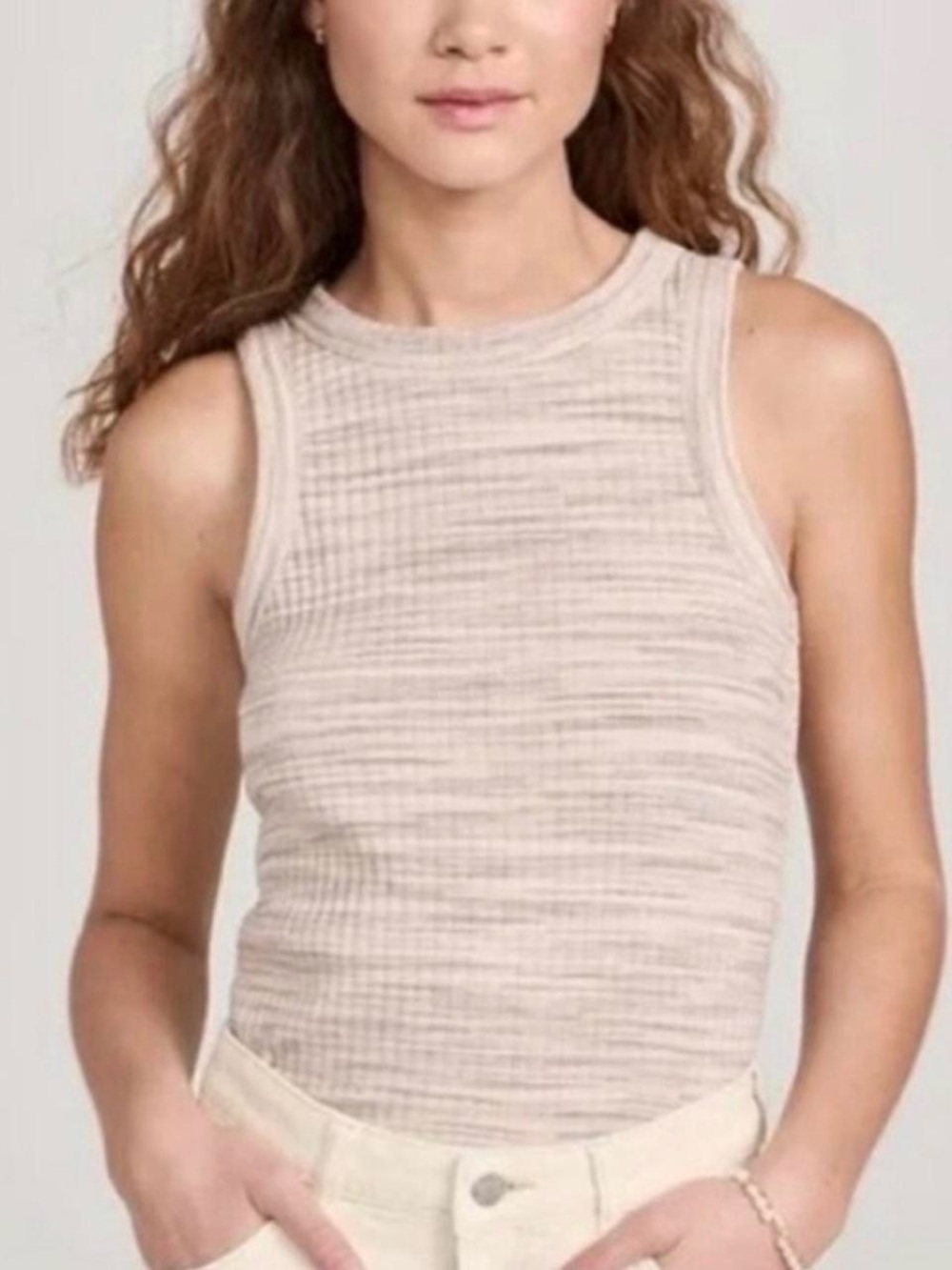 Madewell Brightside Rib Cutaway Crop Thick Tank Top Sz XS
